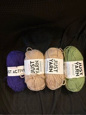 Premier Just Yarn Skeins in Purple, Beige, Green